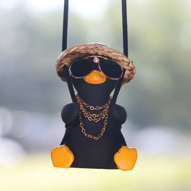 Cute Duckling Swinging (Black)