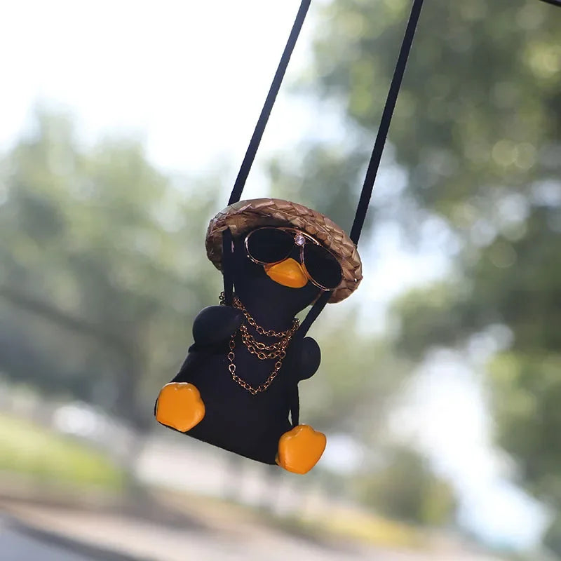 Cute Duckling Swinging (Black)